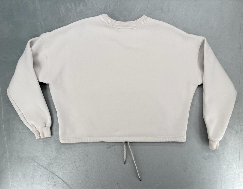 Vuori Sweatshirt Womens L Beige Pullover Fleece Oversized Adjustable Crewneck - Picture 2 of 11